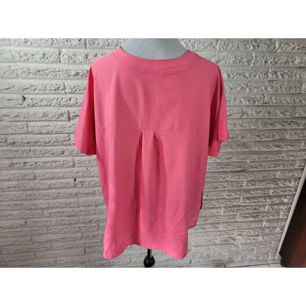 Cuddl Duds Climate Right Scrub Top 3X Plus Short Sleeve Pink Pockets PIN55E - Picture 5 of 7
